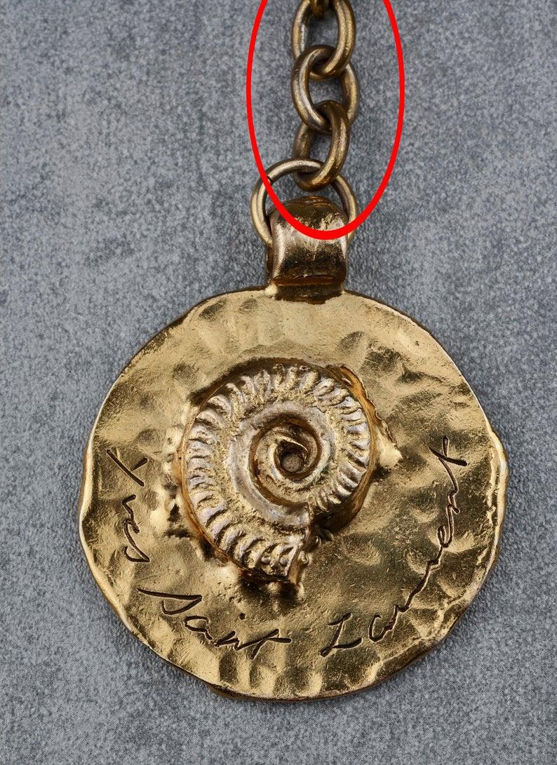 YVES SAINT LAURENT Ysl by Robert Goossens Chain Leather Fossil Medallion Belt 2