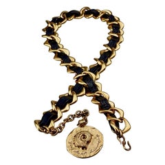 YVES SAINT LAURENT Ysl by Robert Goossens Chain Leather Fossil Medallion Belt