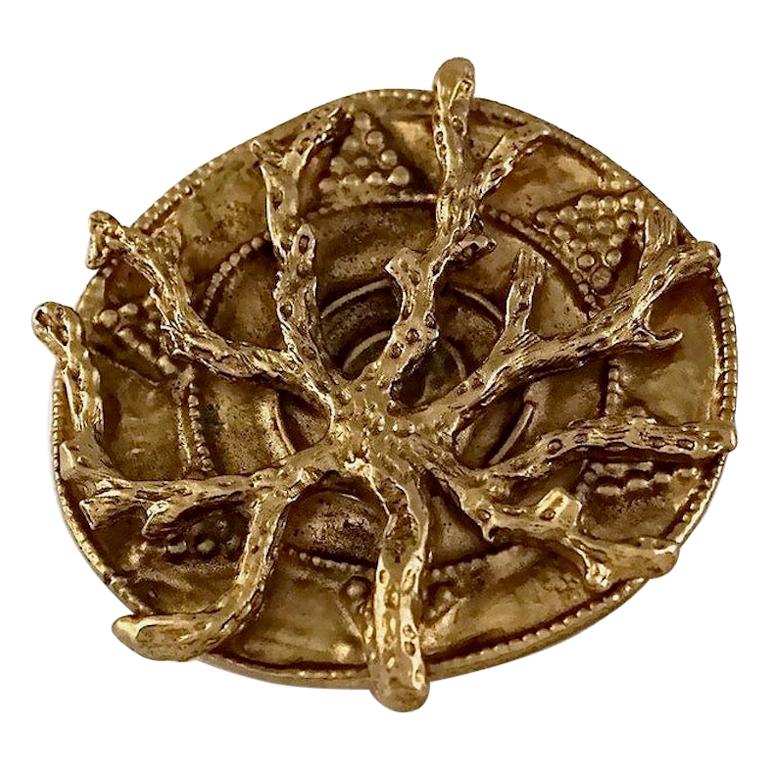 YVES SAINT LAURENT Ysl by Robert Goossens Coral Branch Medallion Pendant Brooch For Sale