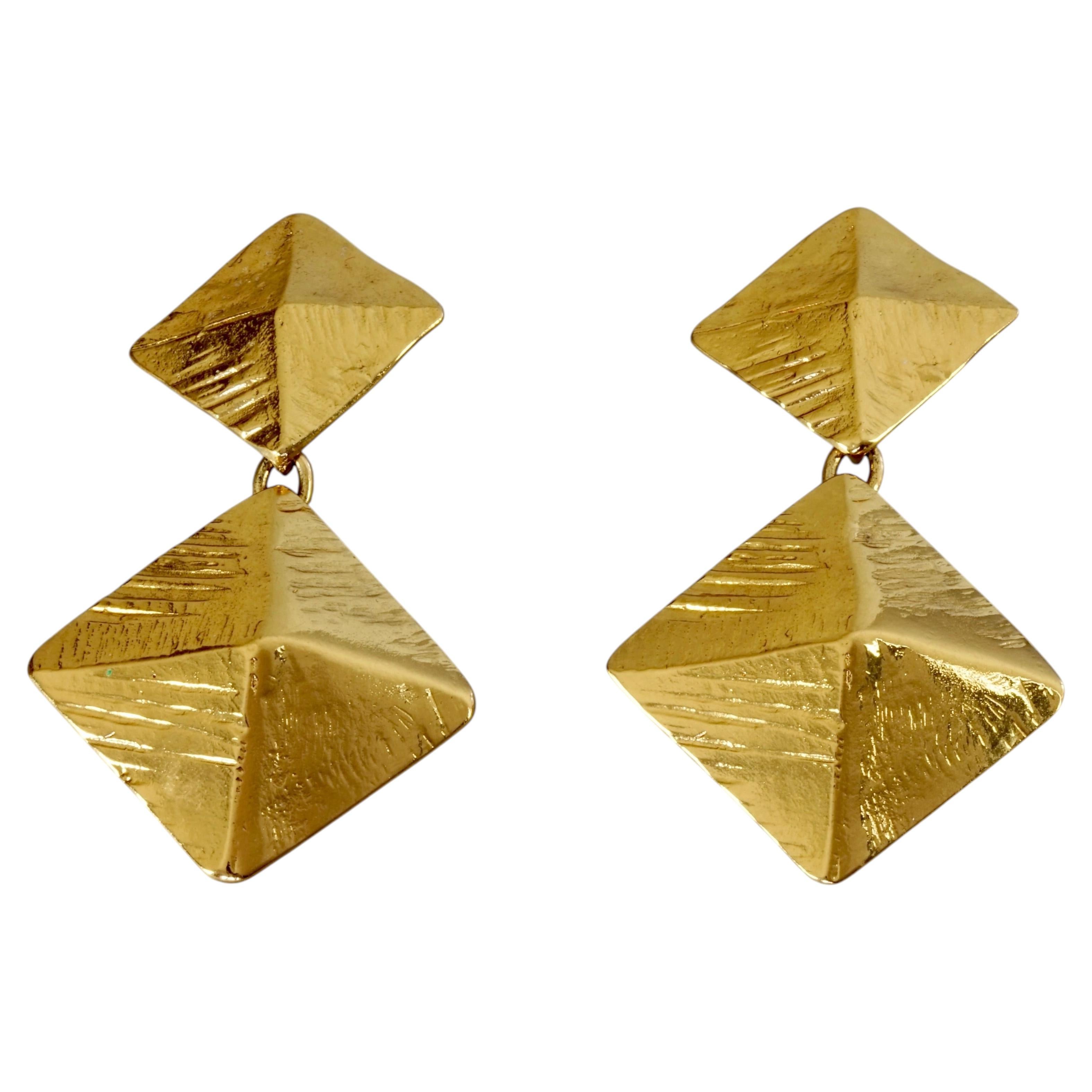YVES SAINT LAURENT Ysl by Robert Goossens Double Pyramid Dangling Earrings