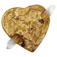 Yves Saint Laurent YSL by Robert Goossens Heart Rock Crystal Brooch Pendant