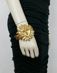 Yves Saint Laurent YSL by Robert Goossens Iconic Vintage Sun Face Cuff Bracelet