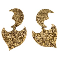YVES SAINT LAURENT Ysl by Robert Goossens Moon Spiral Etched Dangling Earrings