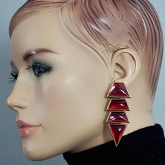 YVES SAINT LAURENT Ysl by Robert Goossens Red Geometric Tiered Drop Earrings