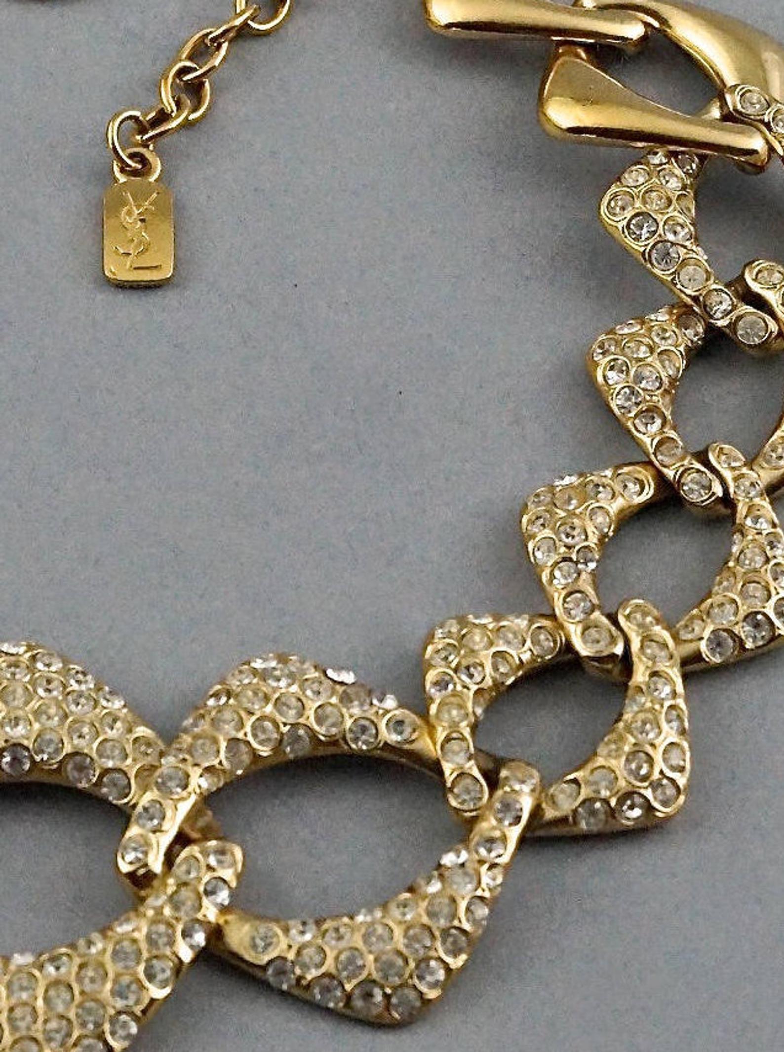 YVES SAINT LAURENT Ysl by Robert Goossens Rhinestone Chain Choker Necklace For Sale 2