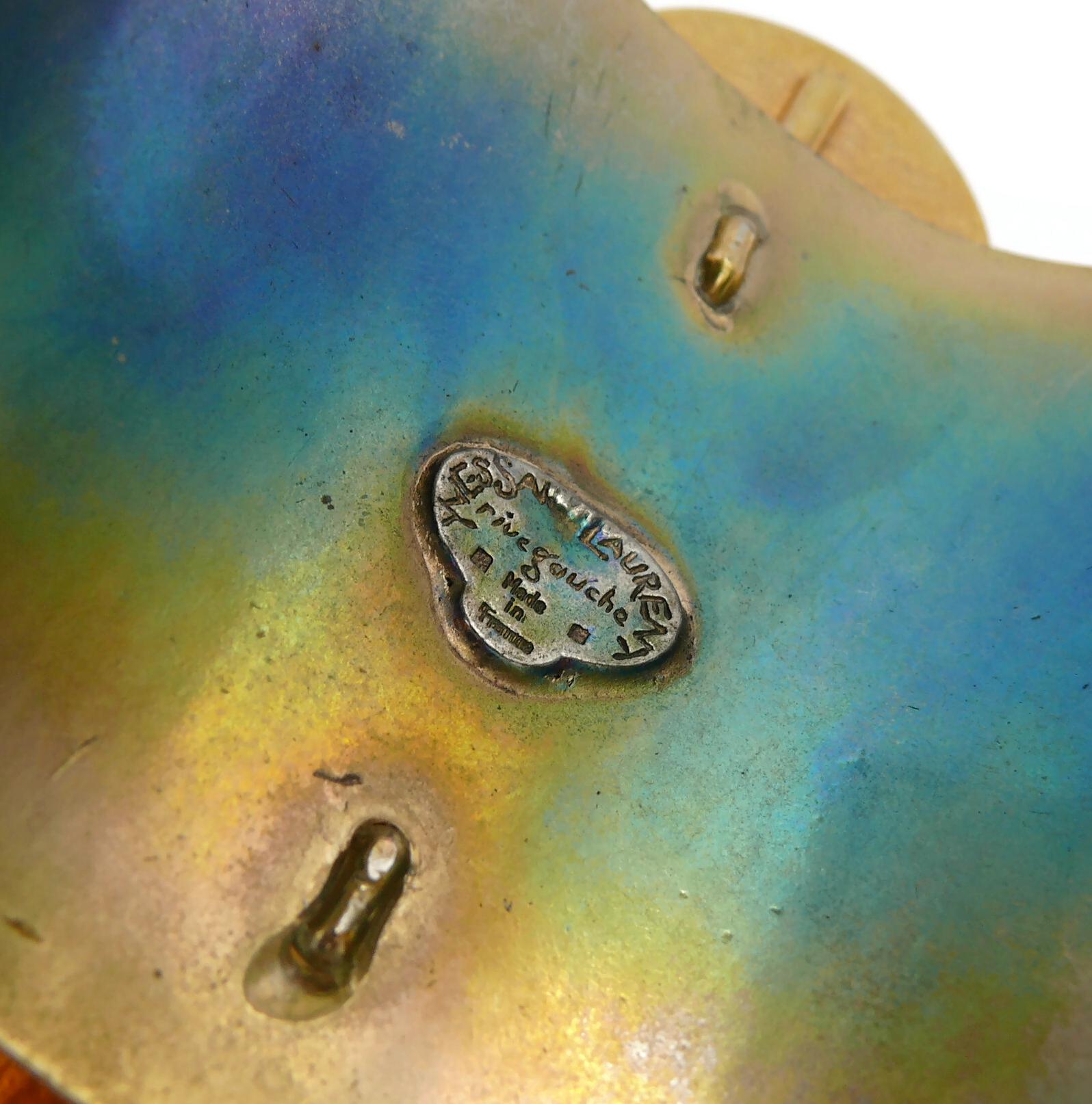 YVES SAINT LAURENT YSL by ROBERT GOOSSENS Vintage Blue Resin Cuff Bracelet For Sale 12