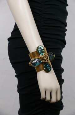 YVES SAINT LAURENT YSL by ROBERT GOOSSENS Vintage Blue Resin Cuff Bracelet