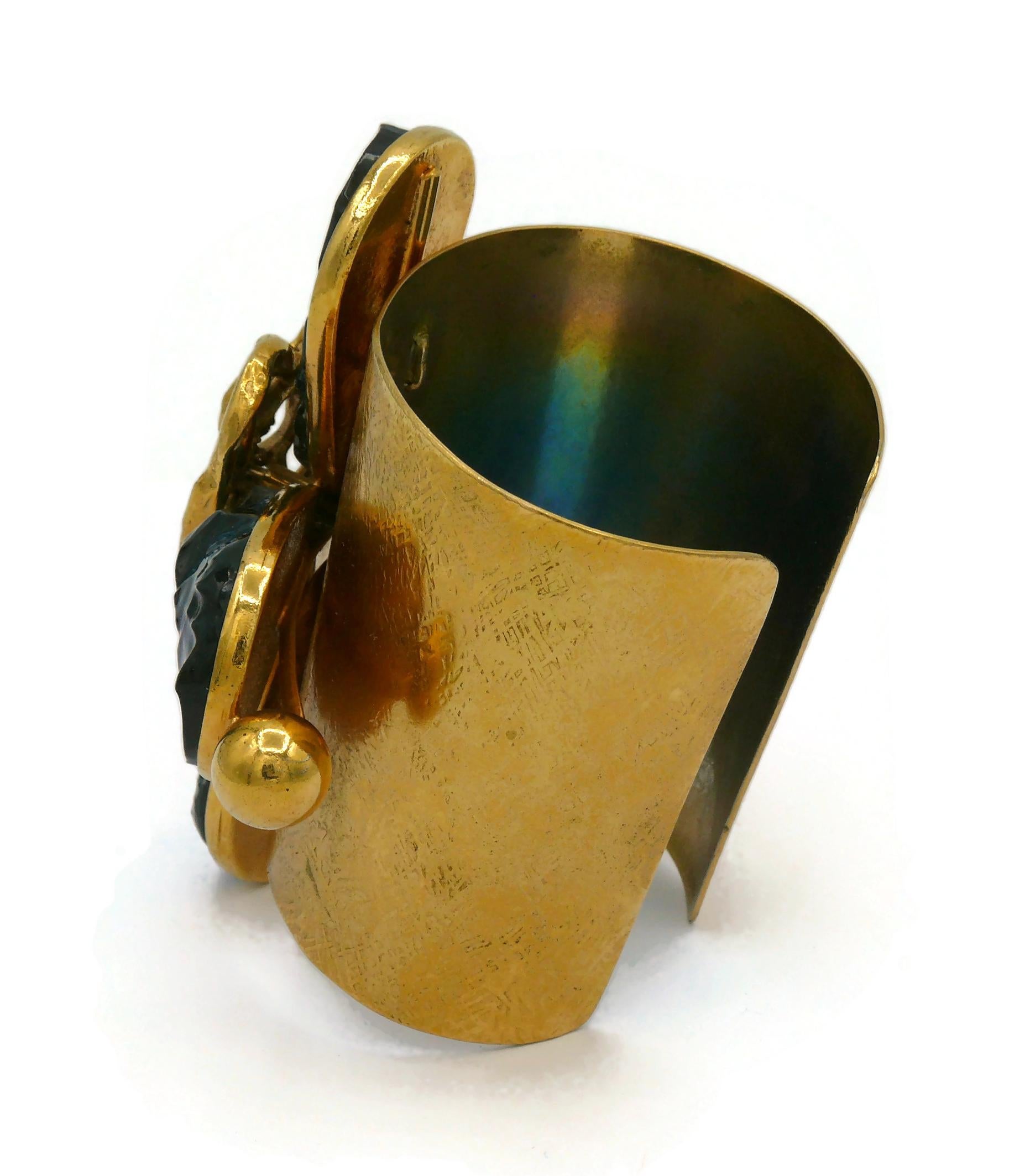 YVES SAINT LAURENT YSL by ROBERT GOOSSENS Vintage Blue Resin Cuff Bracelet For Sale 1