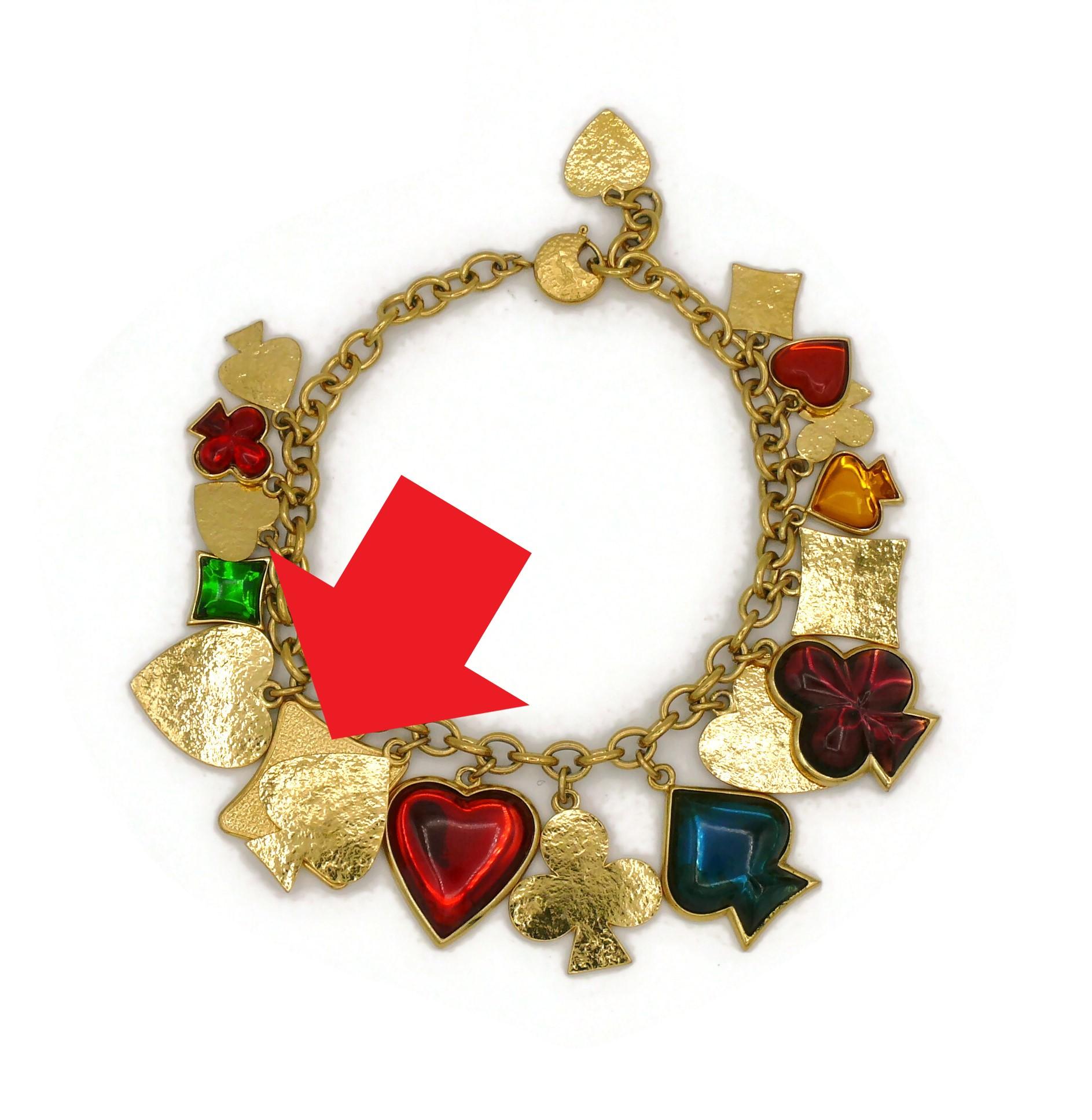Yves Saint Laurent YSL par Robert Goossens Collier à breloques vintage en forme de carte à jouer 8