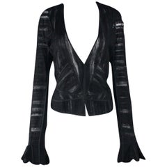 Yves Saint Laurent YSL by Tom Ford 2002 Black Tulle Silk Layer Jacket Top 38