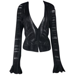 Yves Saint Laurent YSL by Tom Ford 2002 - Veste à superpositions en tulle noir et soie, taille 38