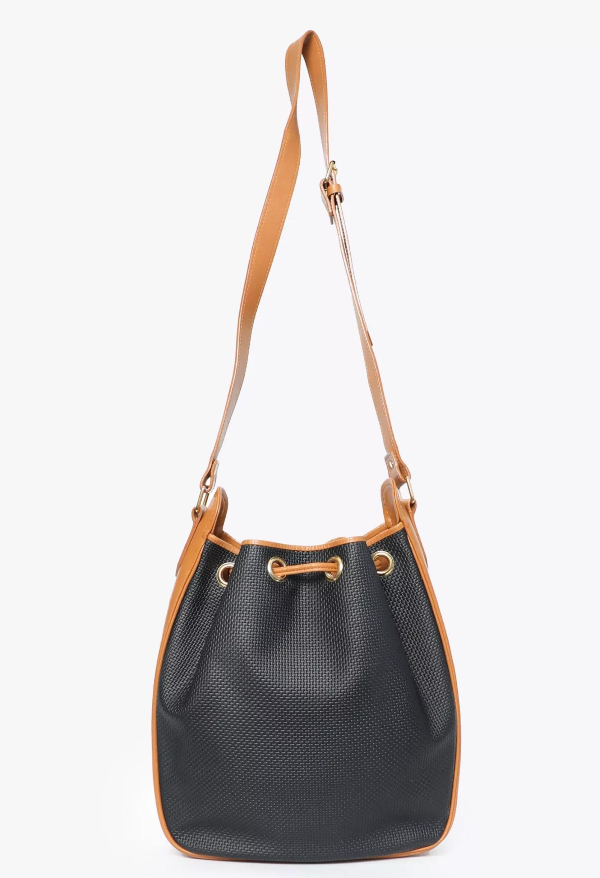 Marron Yves Saint Laurent YSL by Tom Ford Black Drawstring Tote Bag en vente