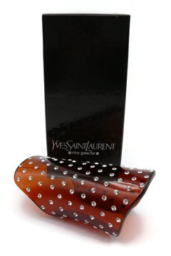 YVES SAINT LAURENT YSL by TOM FORD Documented Brown Lucite Crystal Cuff Bracelet