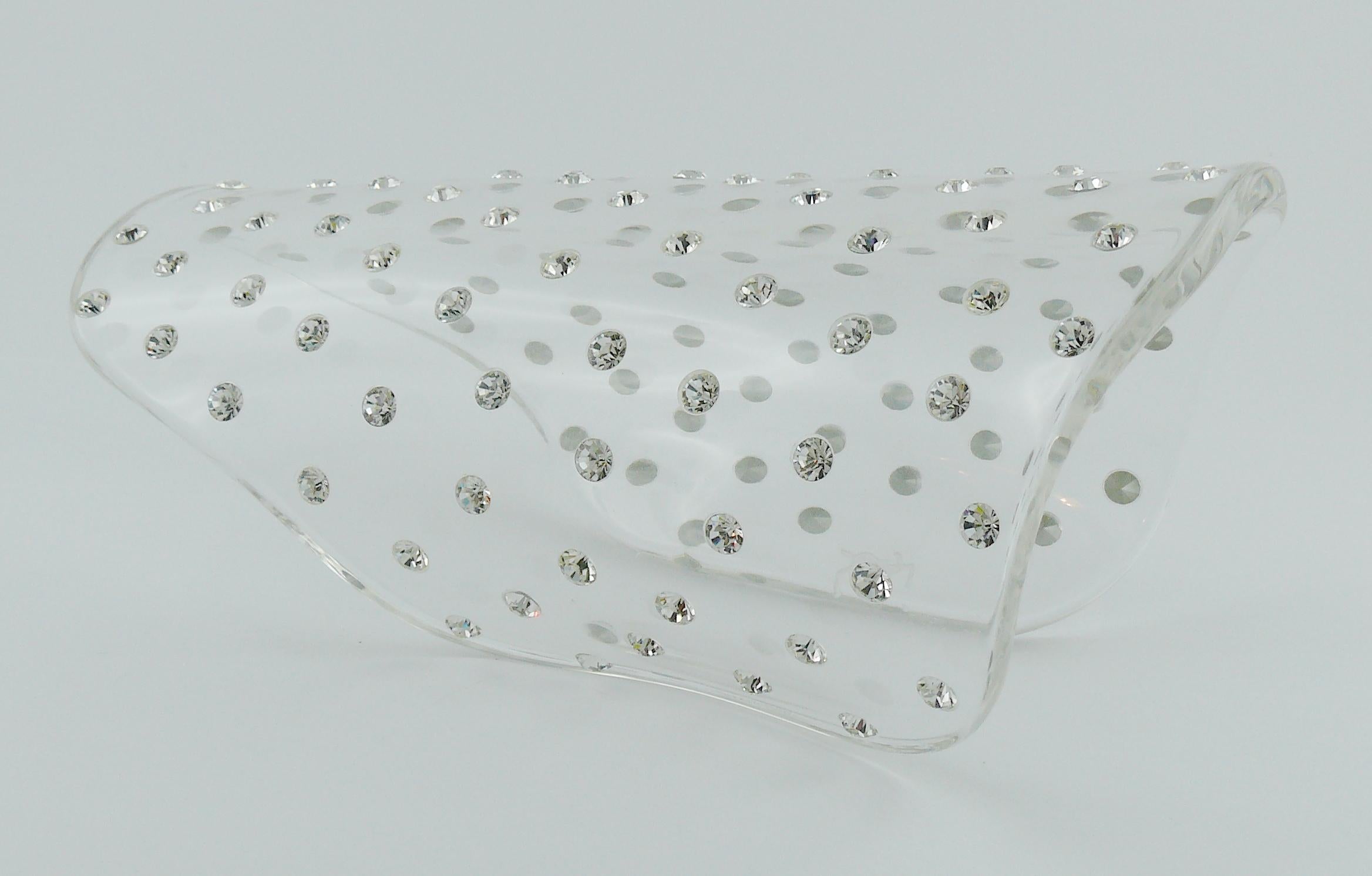 Yves Saint Laurent YSL Documented Clear Lucite Crystal Cuff Bracelet 8