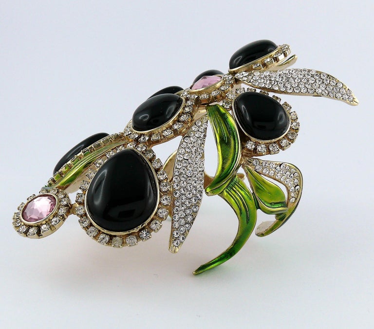 Yves Saint Laurent YSL Jewelled Orchid Runway Cuff Bracelet at 1stDibs