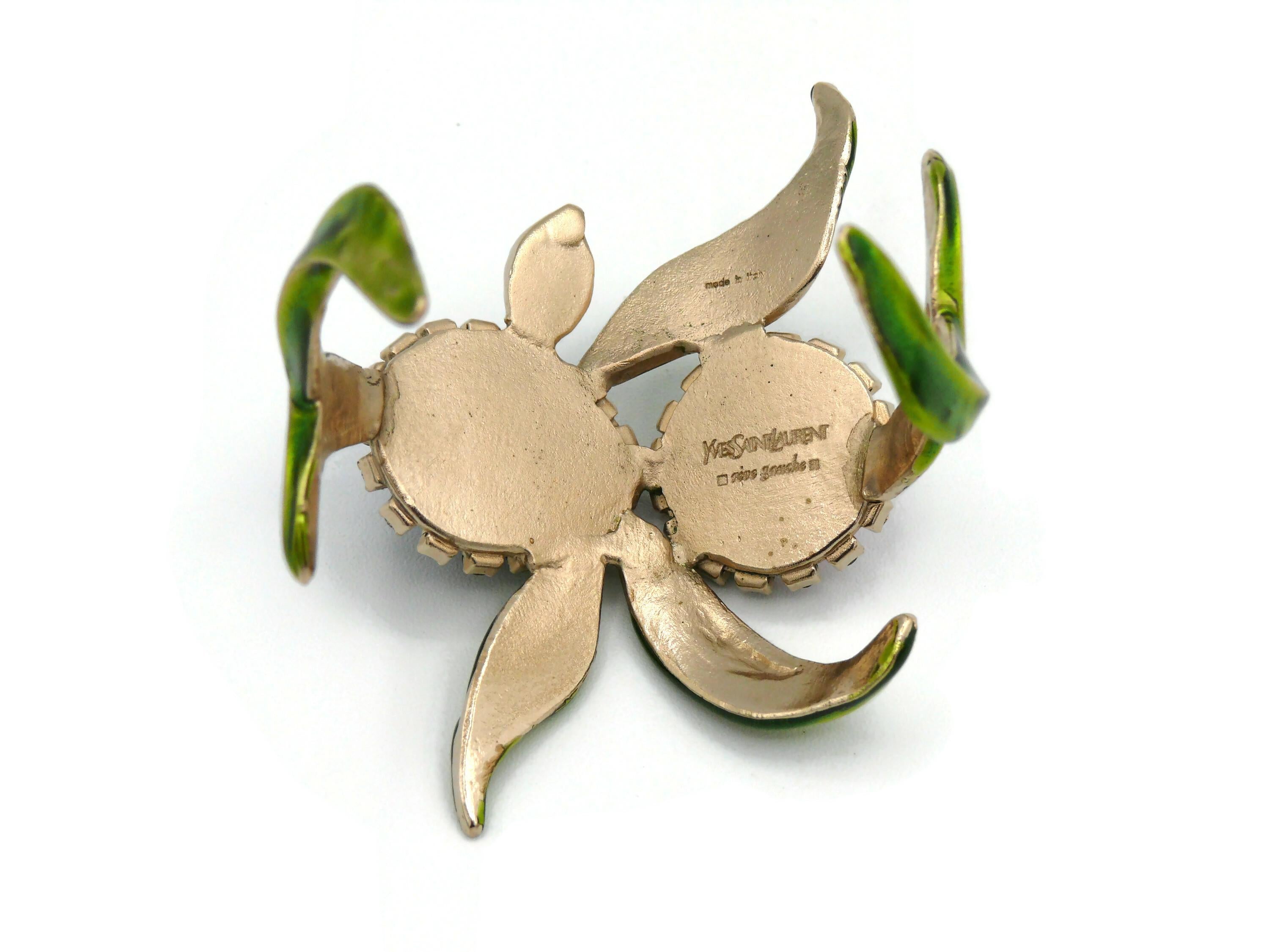 YVES SAINT LAURENT YSL by TOM FORD Paire de bracelets manchettes en forme d'orchidée ornée de bijoux en vente 6