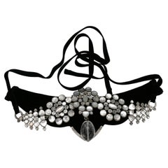YVES SAINT LAURENT YSL by TOM FORD Velvet Prism Rock Crystal Choker Necklace