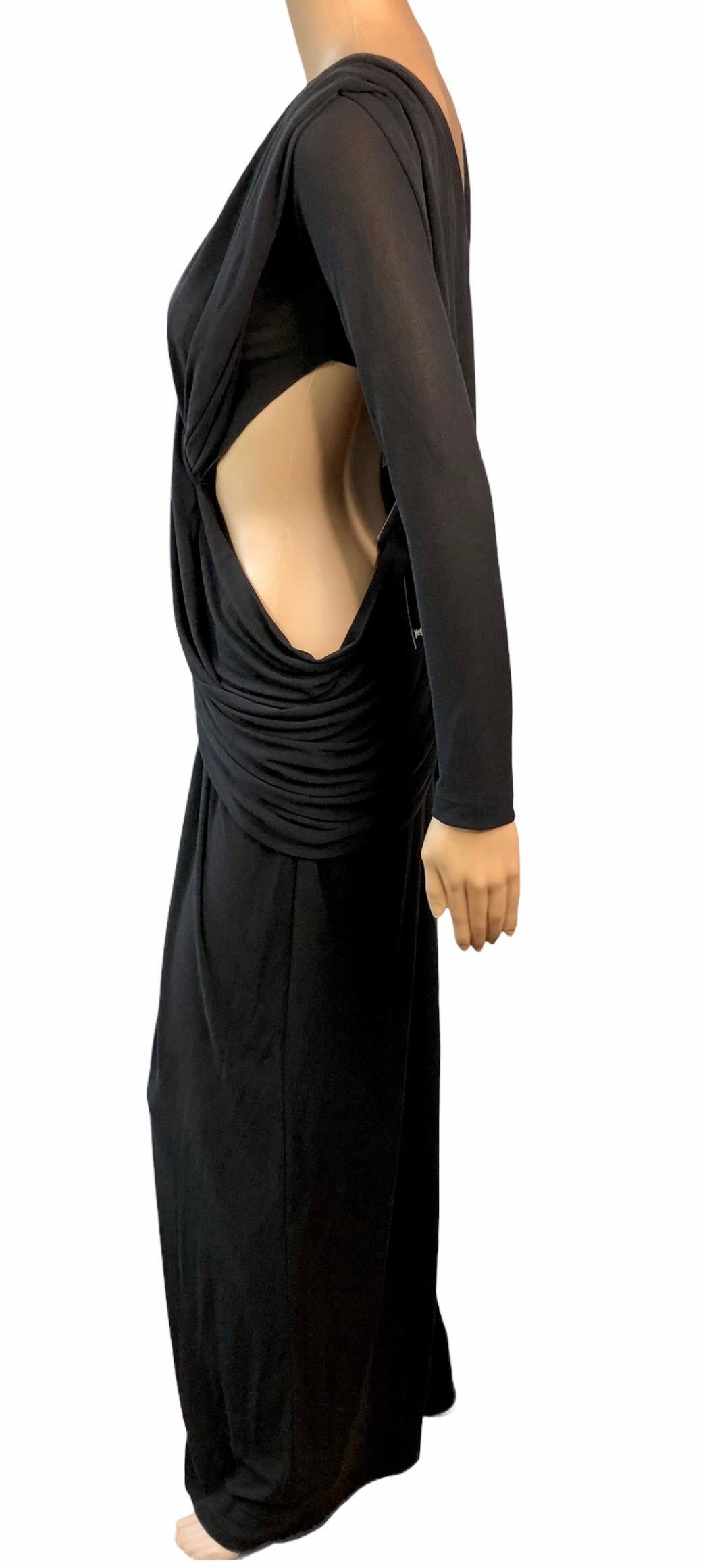 Yves Saint Laurent YSL c.2006 Unworn Plunging Cutout Black Evening Dress Gown In New Condition In Naples, FL