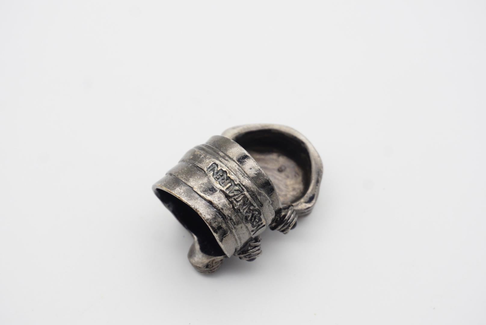 Yves Saint Laurent YSL Cabochon Schwarzer Emaille-Doten-Ring aus Silber, Größe 6 im Angebot 6