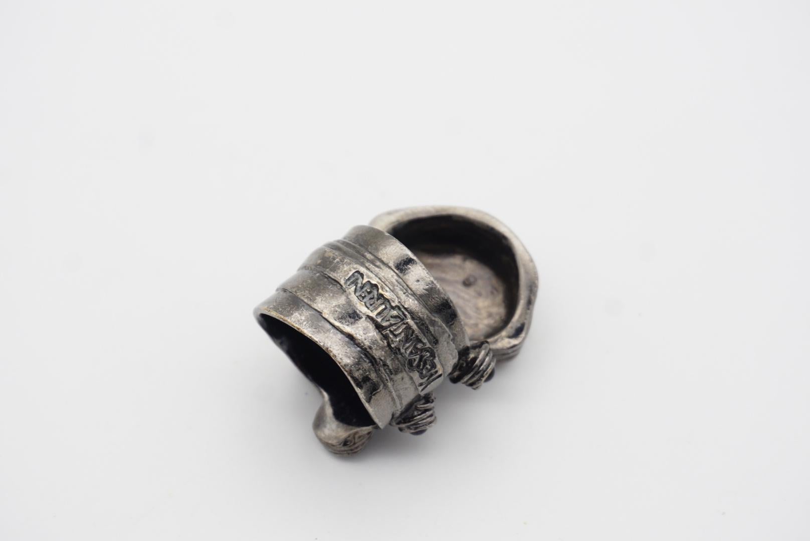 Yves Saint Laurent YSL Cabochon Schwarzer Emaille-Doten-Ring aus Silber, Größe 6 im Angebot 7