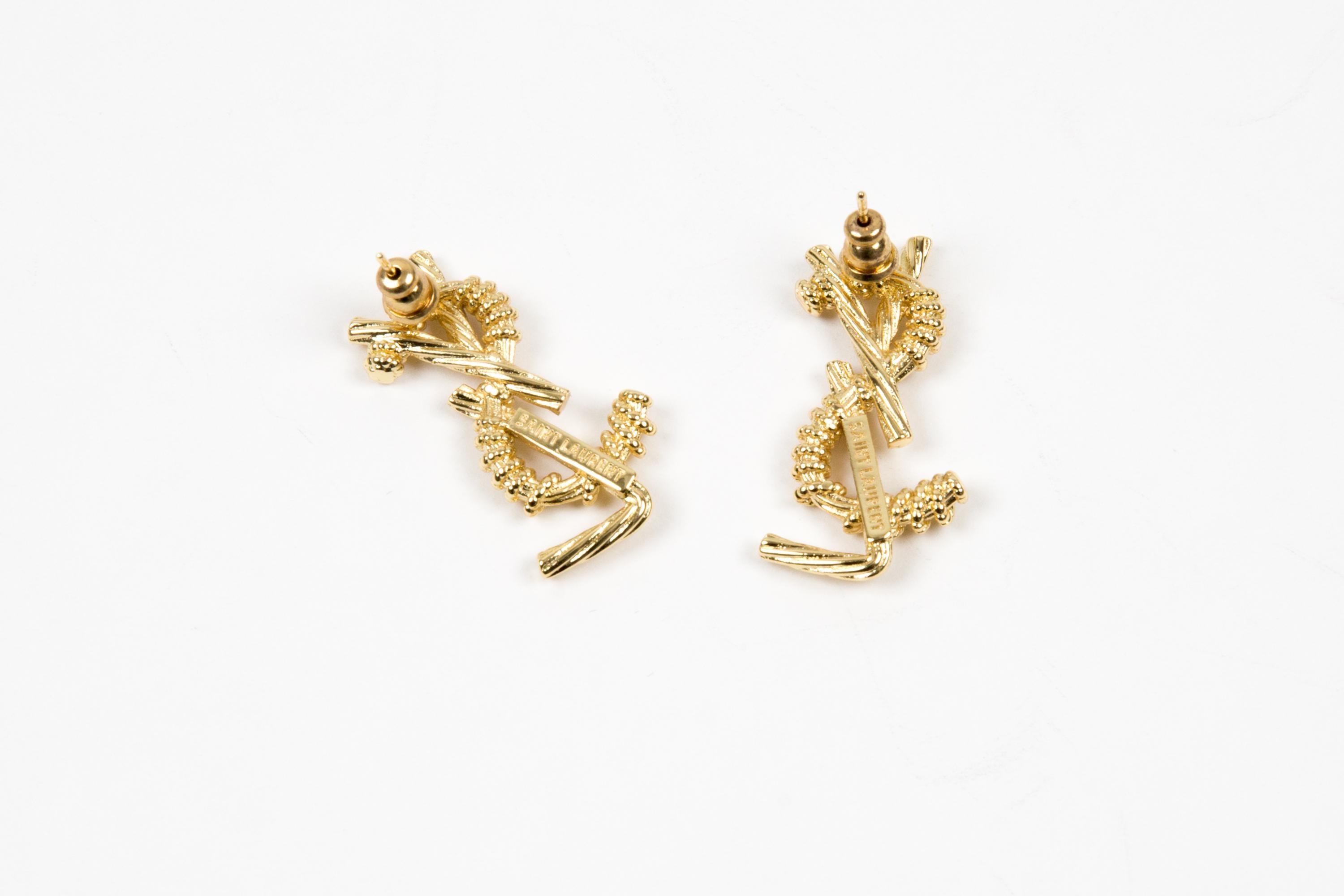 Yves Saint Laurent YSL Cassandre Gold Tone Earrings In Excellent Condition For Sale In Paris, FR