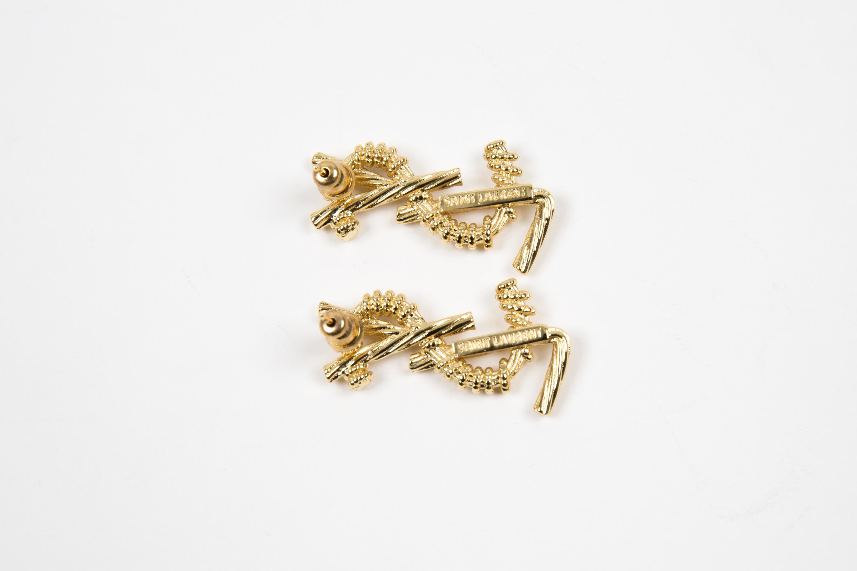 Yves Saint Laurent YSL Cassandre Gold Tone Earrings For Sale 1