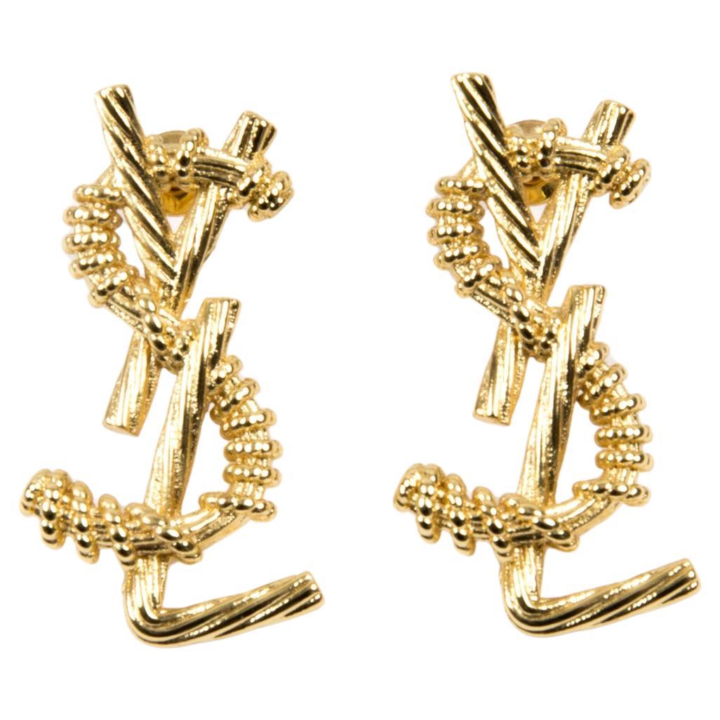 Yves Saint Laurent YSL Cassandre Gold Tone Earrings For Sale