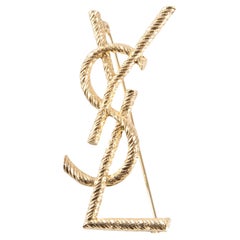 Yves Saint Laurent YSL Cassandre Gold-tone Large Braided Brooch