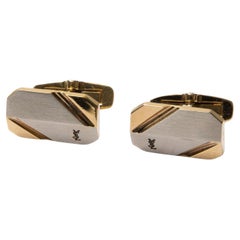 Yves Saint Laurent YSL Cassandre Silver Tone Cufflinks Set