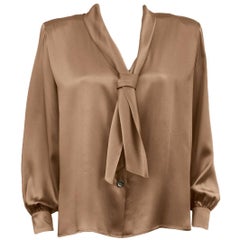 Vintage Yves Saint Laurent YSL Champagne Silk Blouse, 1980s