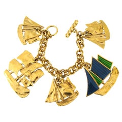 Yves Saint Laurent YSL Charm-Armband Segelboot emailliert, neu, nie getragen