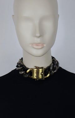 YVES SAINT LAURENT YSL Chunky Curb Chain Choker Necklace, Fall 2011