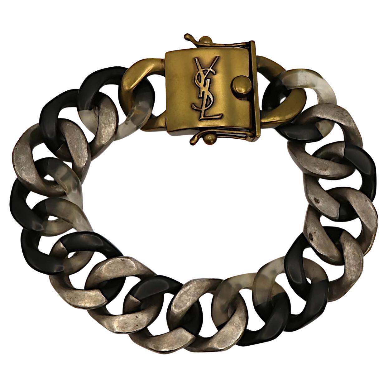 Pre-owned Saint Laurent Yves  Ysl Chunky Curb Chain Choker Necklace, Fall 2011 In Multiple