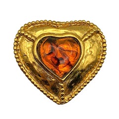 Yves Saint Laurent YSL Chunky Heart Pendant 1980s