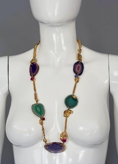 YVES SAINT LAURENT YSL "Chyc" Agate and Nugget Necklace