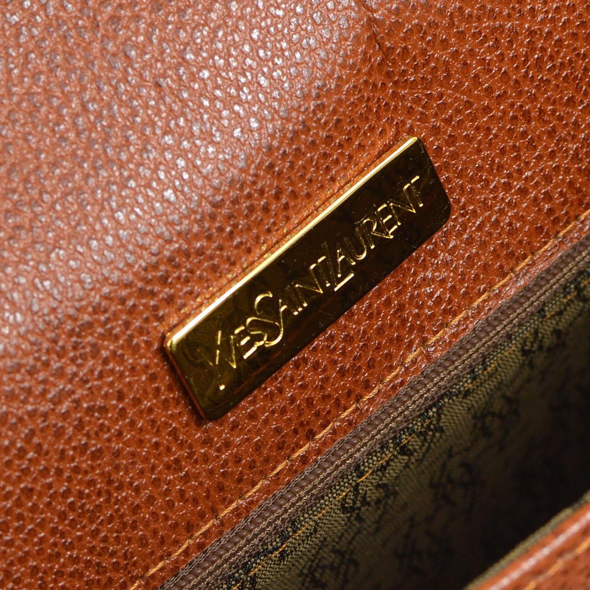 Yves Saint Laurent YSL Cognac Leather Gold Saddle Shoulder Flap Bag in Box 1