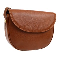 Yves Saint Laurent YSL Cognac Leather Gold Saddle Shoulder Flap Bag in Box