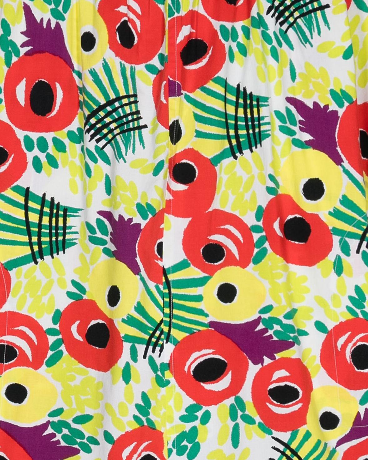 Yves Saint Laurent YSL Cotton Floral-Print Dress In Good Condition For Sale In Paris, FR