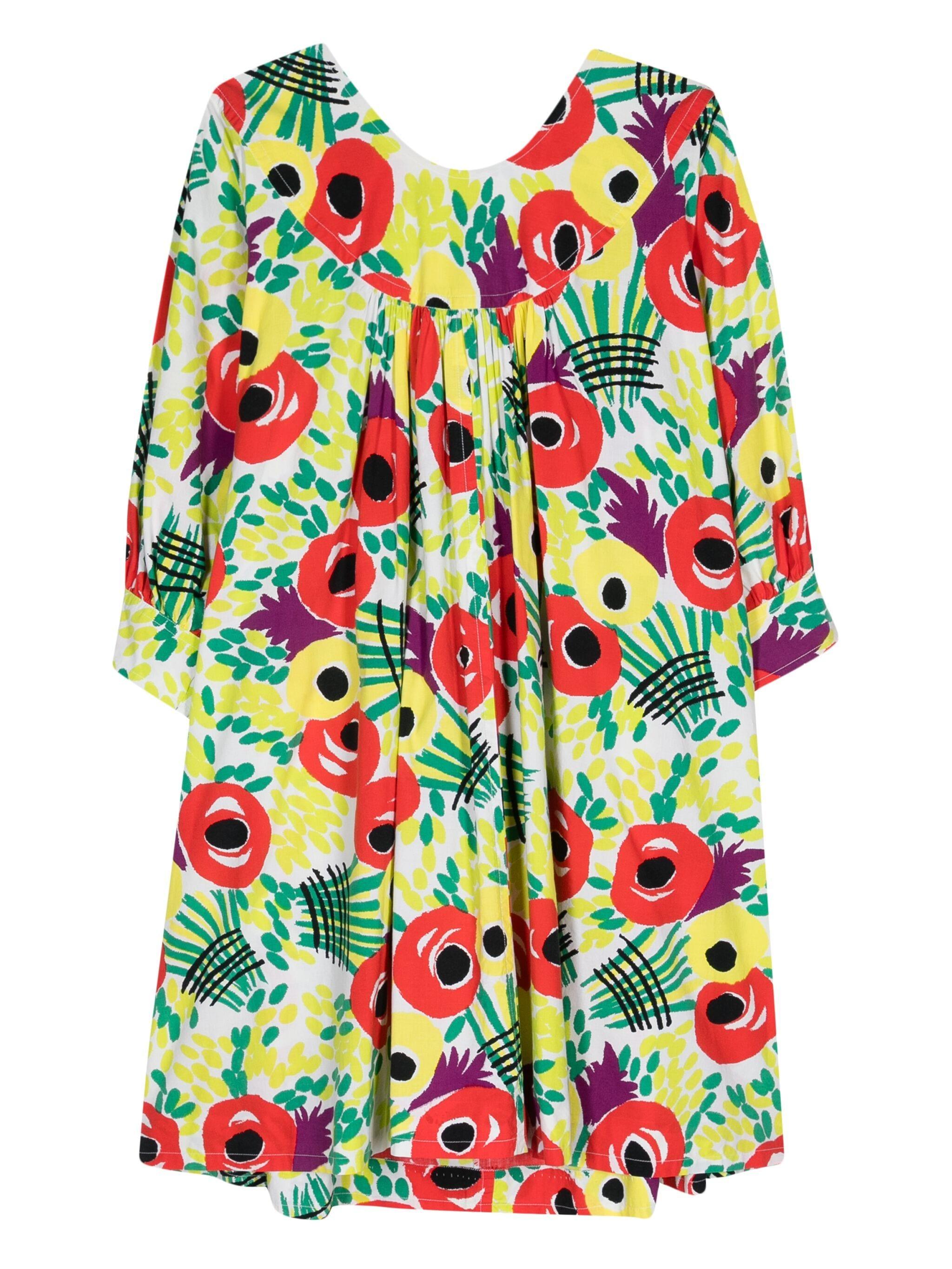 Women's Yves Saint Laurent YSL Cotton Floral-Print Dress For Sale