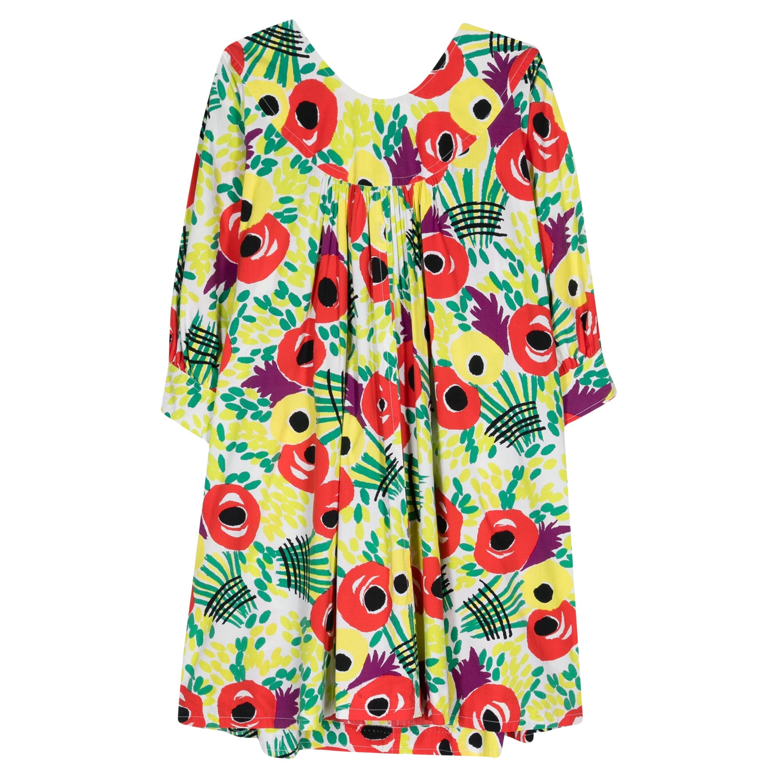 Yves Saint Laurent YSL Cotton Floral-Print Dress For Sale