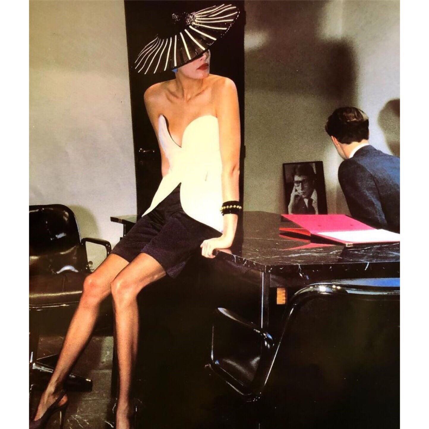 Yves Saint Laurent YSL Couture Collectors Black Rainbow Hat, 1980s 6
