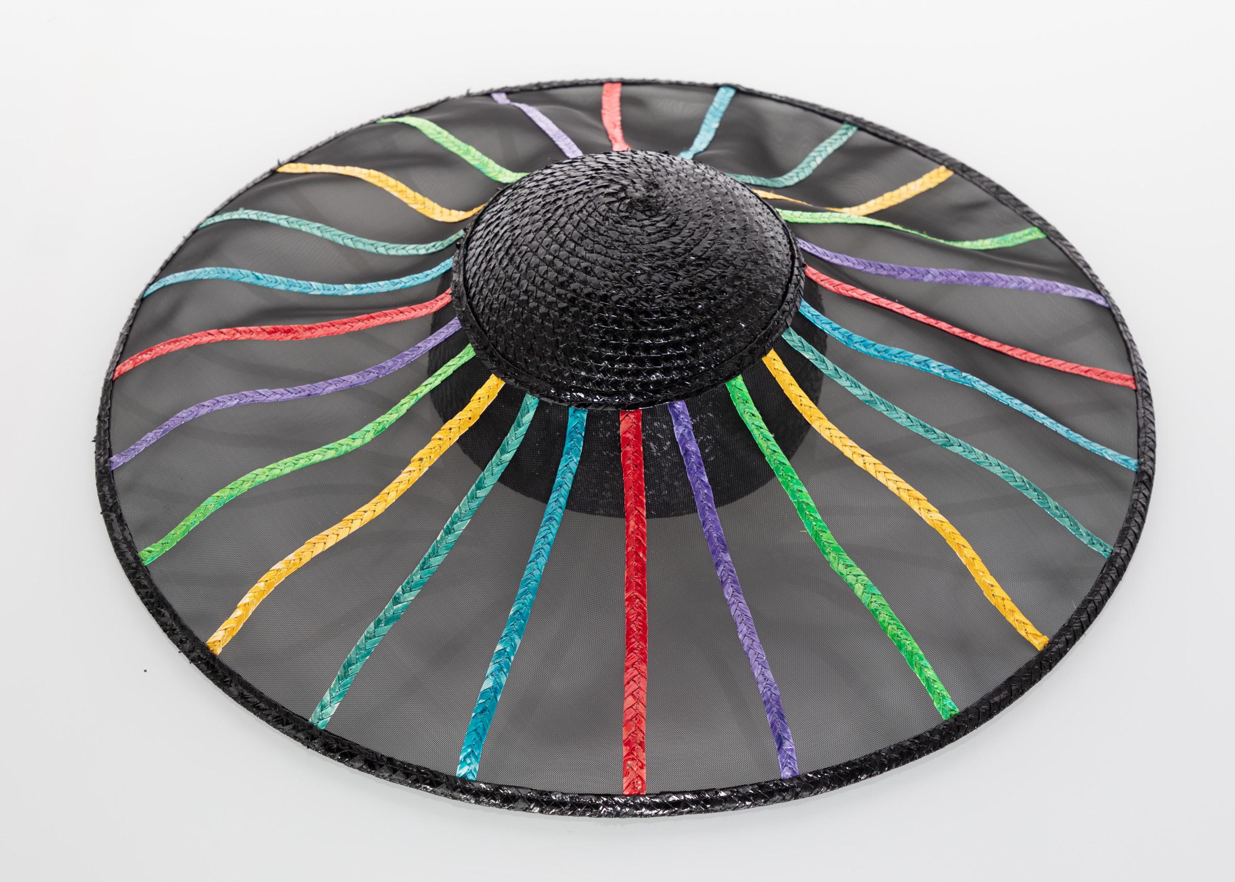 Yves Saint Laurent YSL Couture Collectors Black Rainbow Hat, 1980s 1