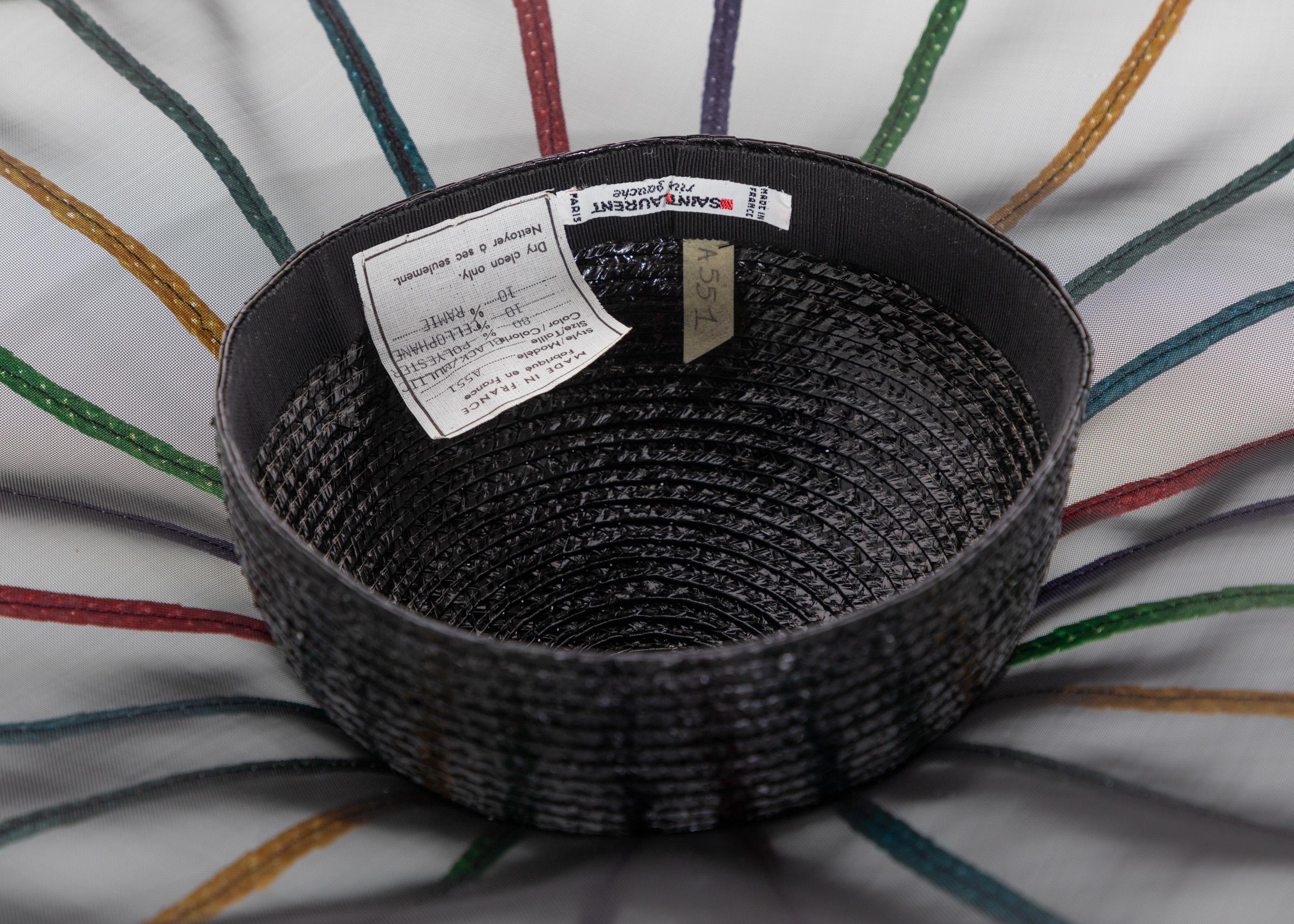 Yves Saint Laurent YSL Couture Collectors Black Rainbow Hat, 1980s 2