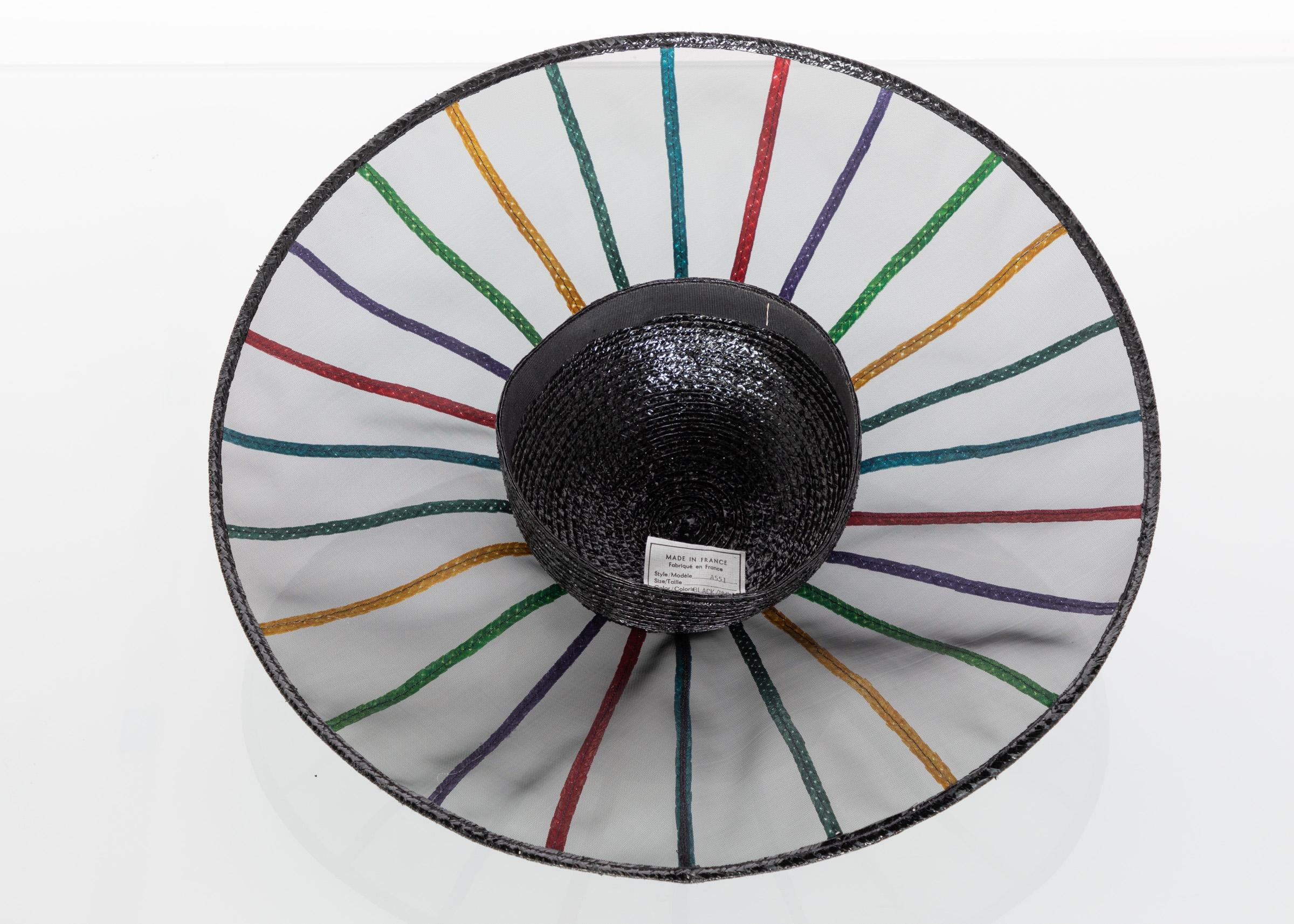 Yves Saint Laurent YSL Couture Collectors Black Rainbow Hat, 1980s 3