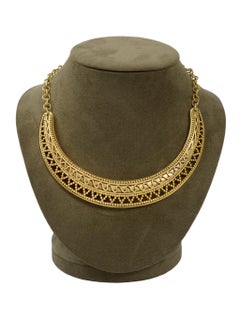 Collier Yves Saint Laurent YSL couleur crème avec collier en or