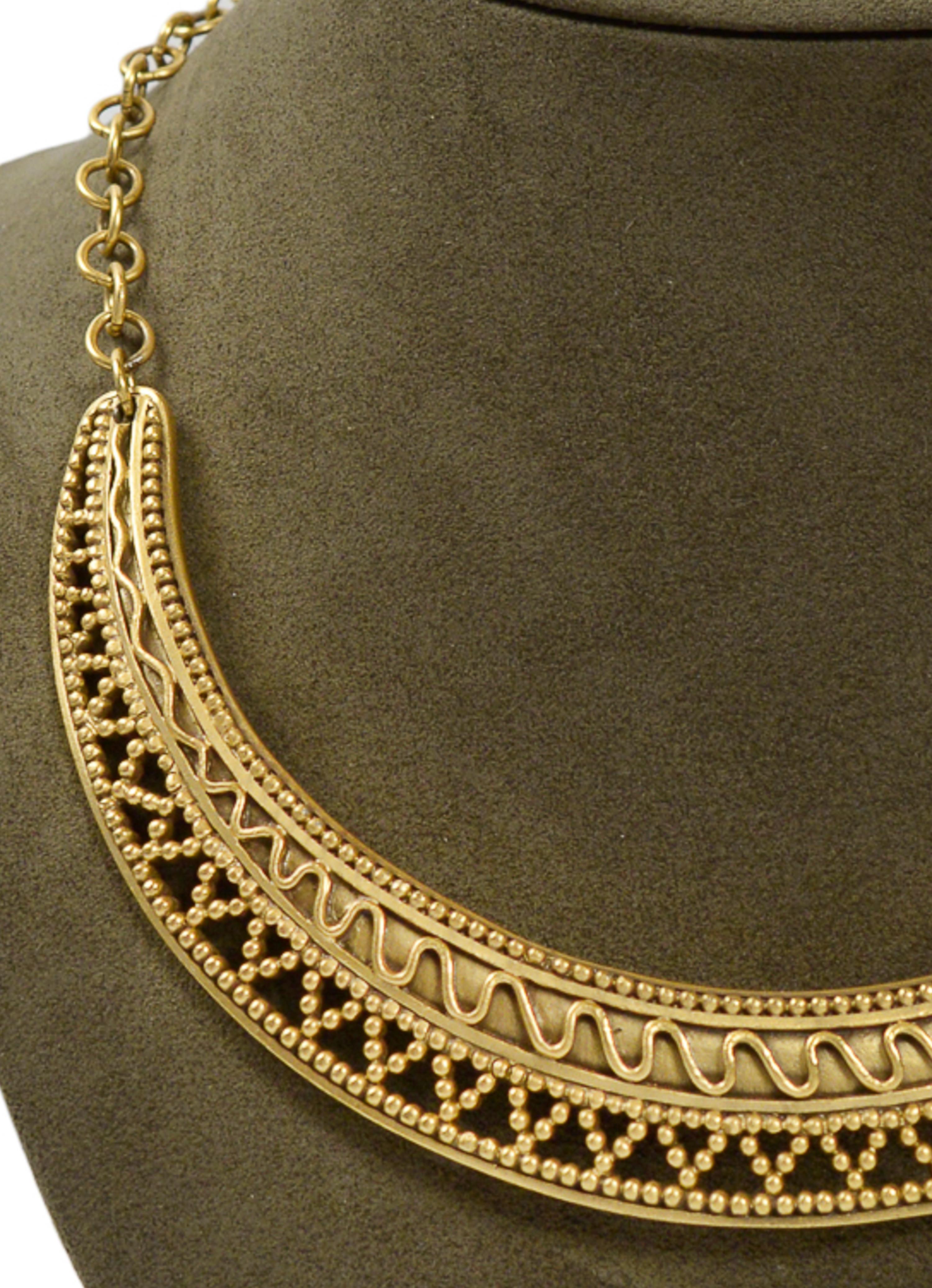 Art Nouveau Yves Saint Laurent YSL Crescent Gold-Tone Collar Necklace For Sale