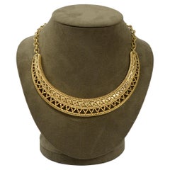 Yves Saint Laurent YSL Crescent Gold-Tone Collar Necklace