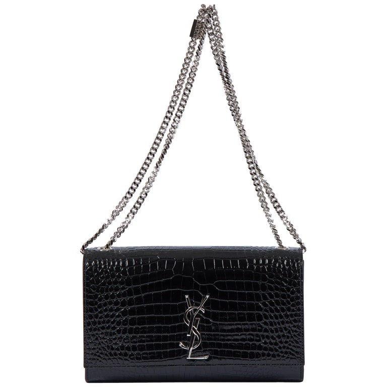 Yves Saint Laurent YSL Crocodile Embossed Black Patent Bag at 1stDibs | ysl  crocodile bag, ysl alligator bag, ysl black bag