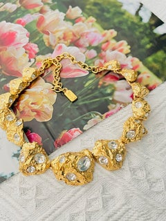 Yves Saint Laurent YSL Crystals Lava Abnormal Nugget Stones Oval Round Necklace