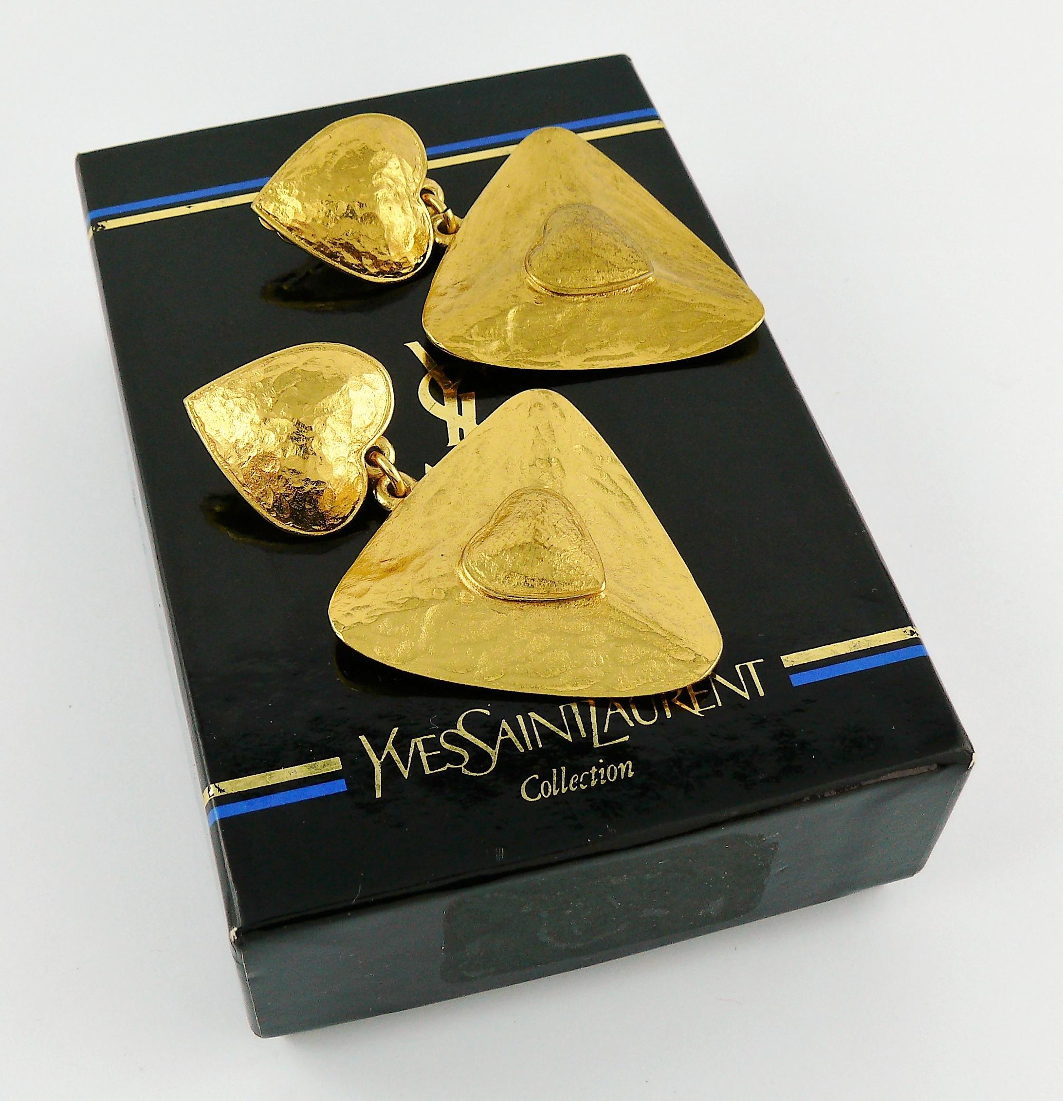 Orecchini pendenti con doppio cuore di Yves Saint Laurent YSL In condizioni ottime in vendita a Nice, FR